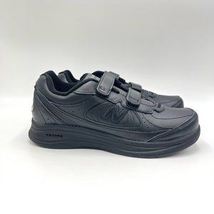 New Balance Womens Size 6 577 V1 Black Leather Lace Up Walking Sneakers Shoes